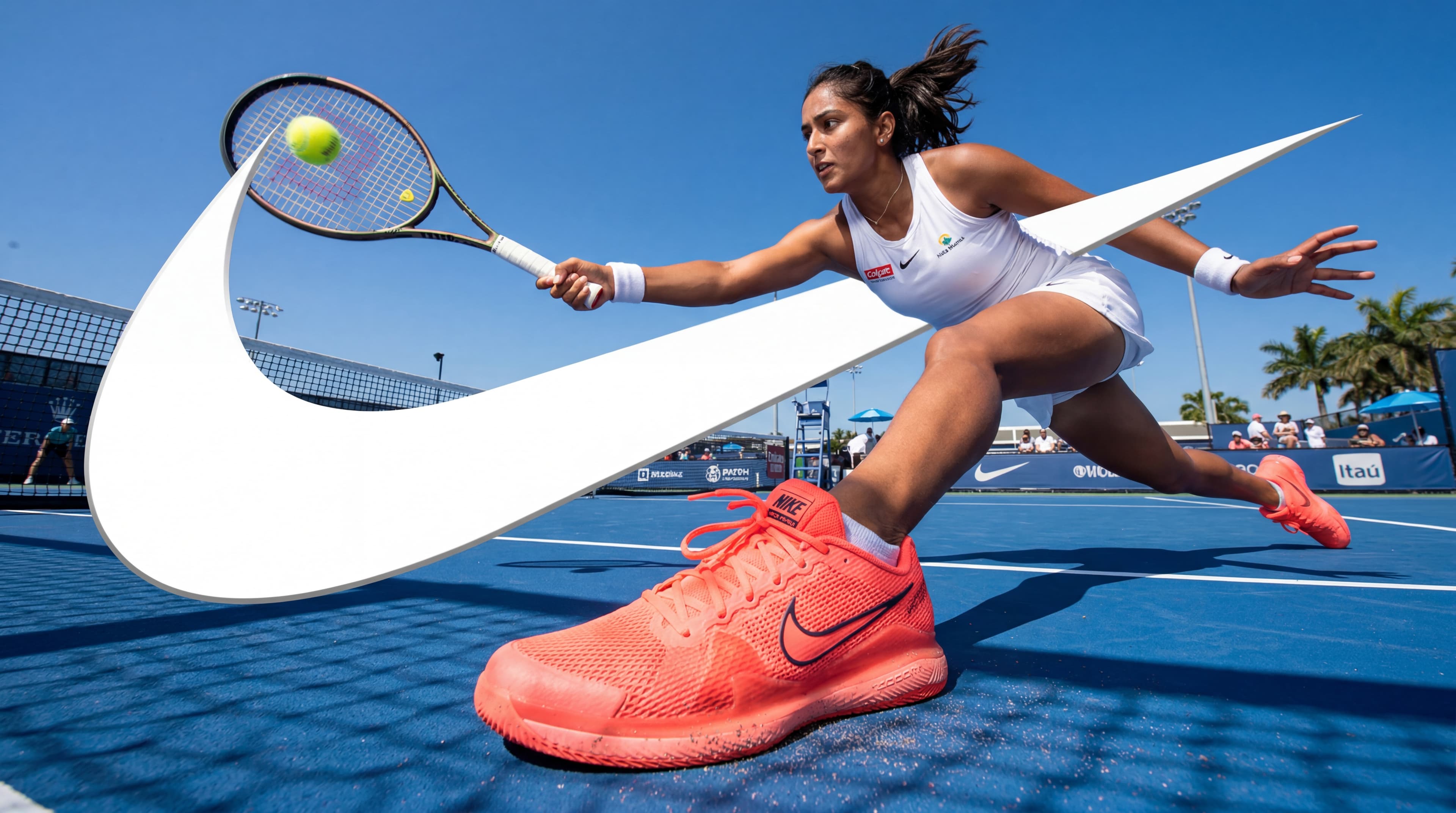 AI-generated athletic content: dynamic sports composition in Nike brand aesthetic